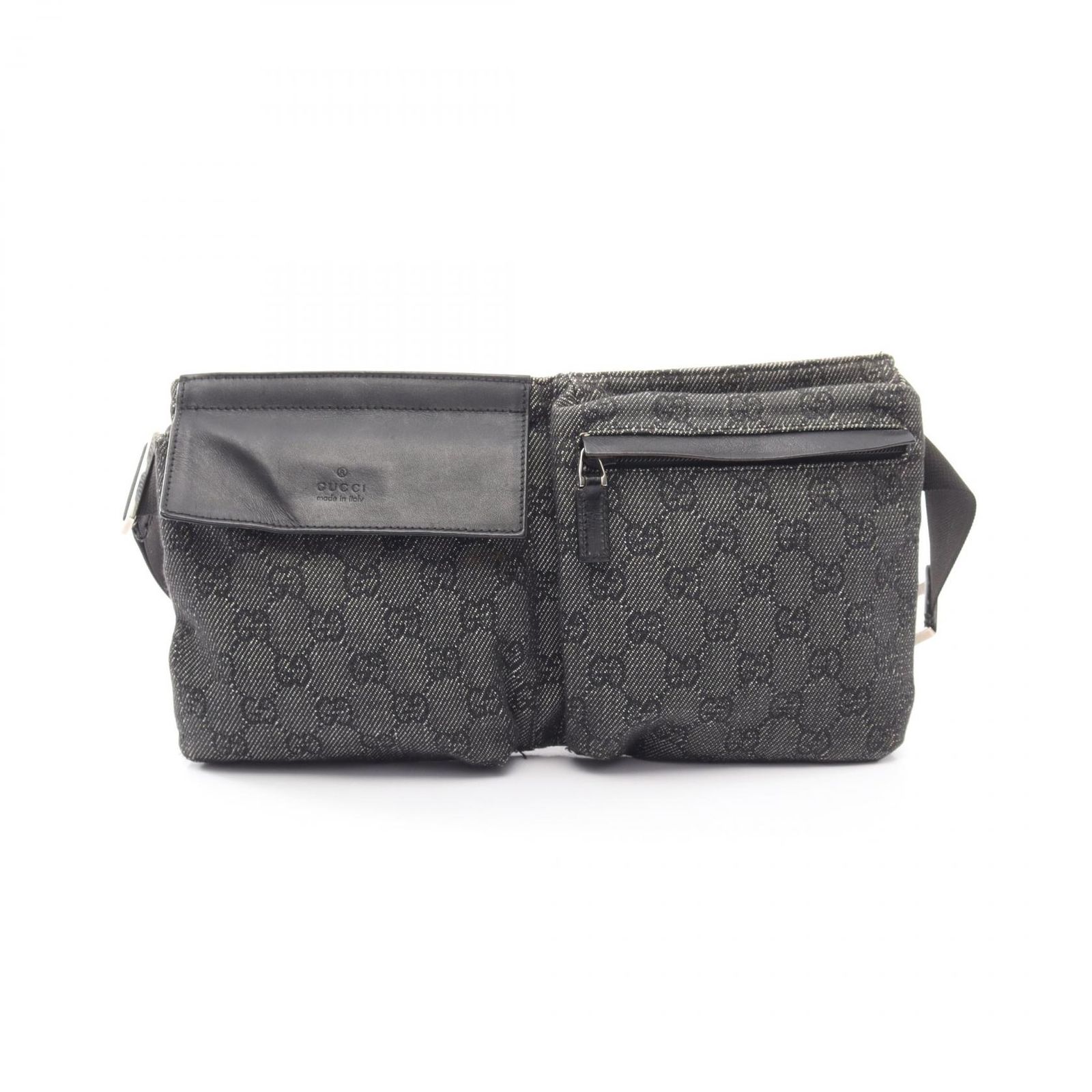 グッチ GUCCI ウエストバッグ ボディバッグ GGキャンバス 28566 ブラック キャンバス レザー ウエストバッグ ユニセックス Used B