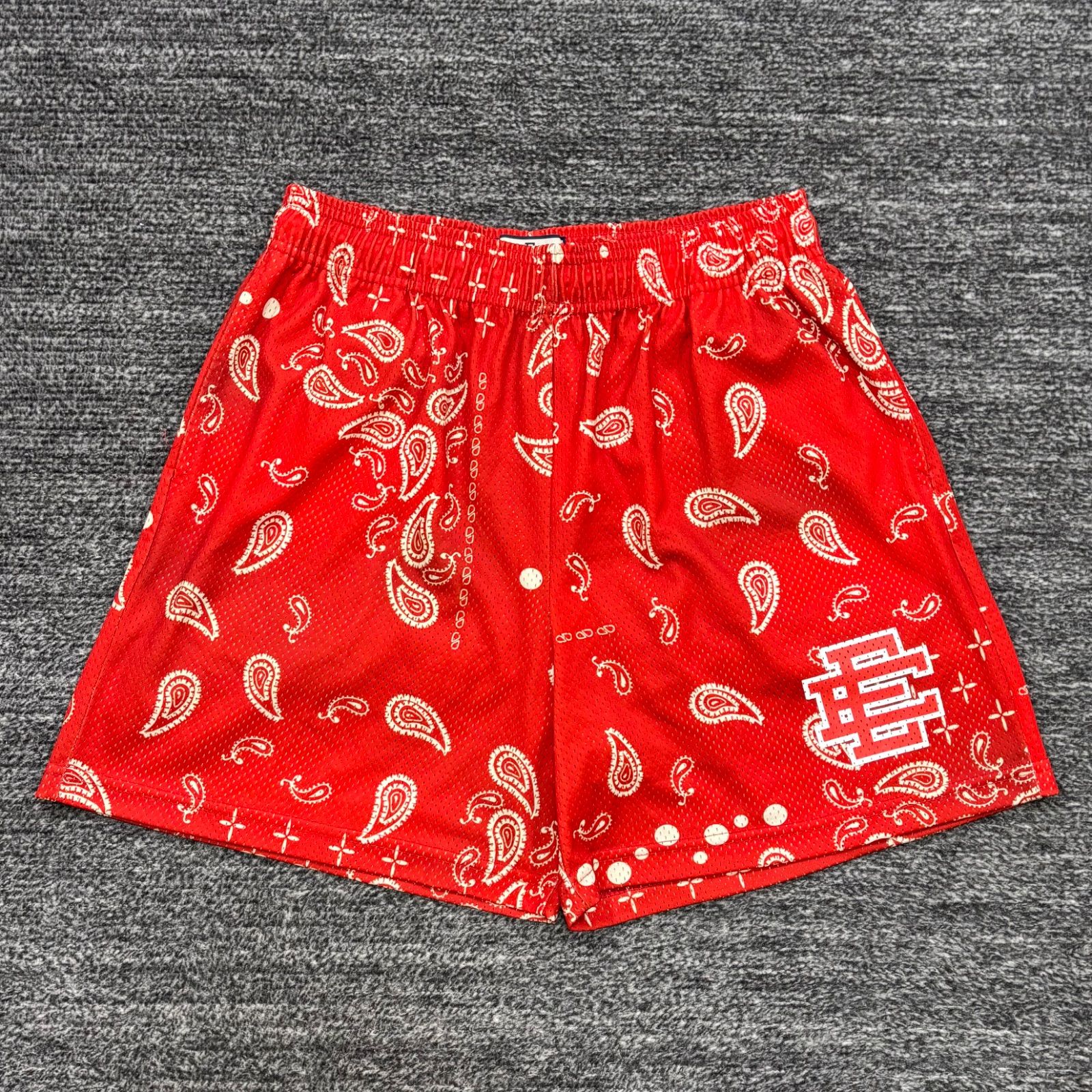 美品 Eric Emanuel EE Paisley メッシュショーツ 赤 XL エリック