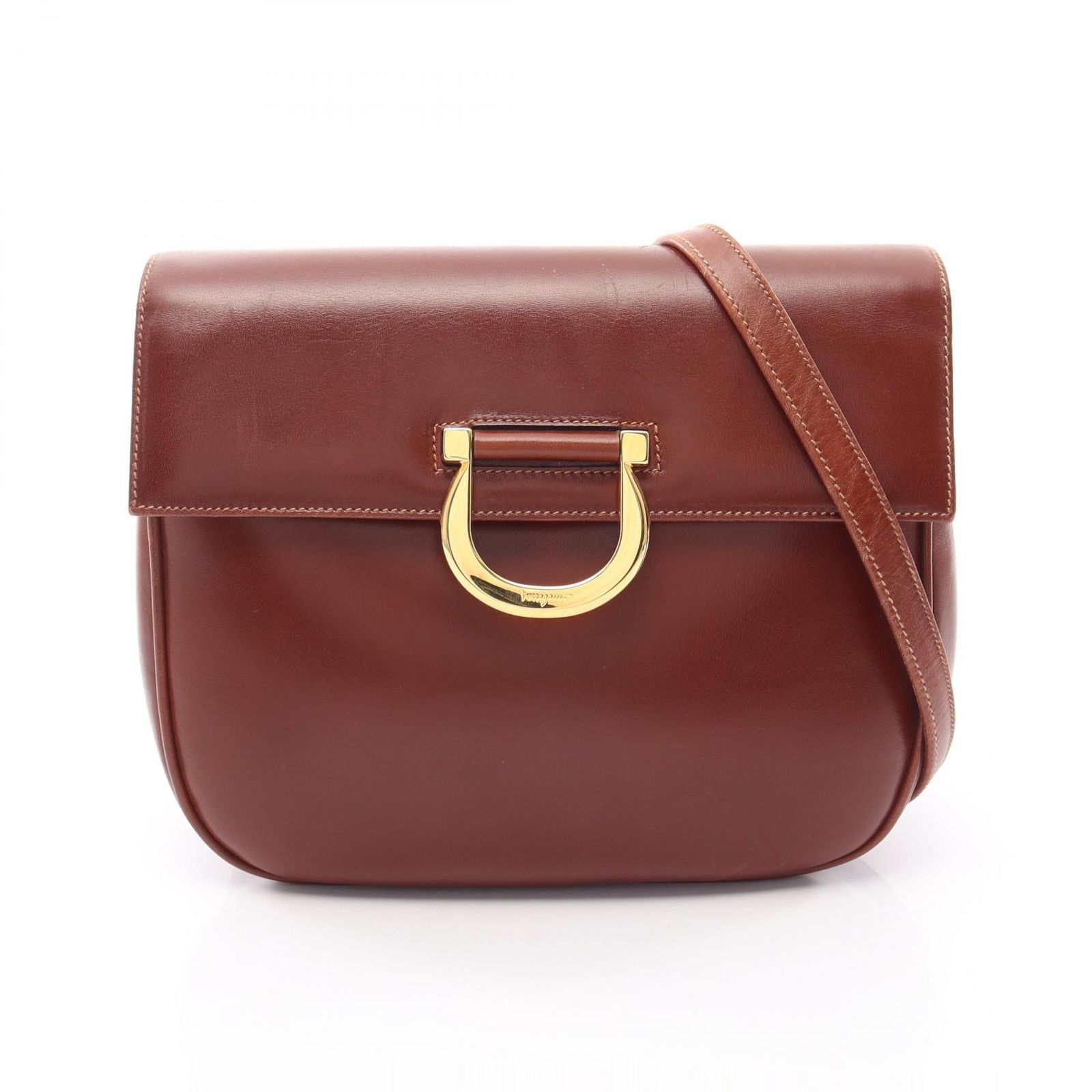 サルヴァトーレフェラガモ Salvatore Ferragamo ショルダーバッグ ガニチーニ 21 3565 ブラウン レザー ガニチーニ ショルダーバッグ レディース Used B