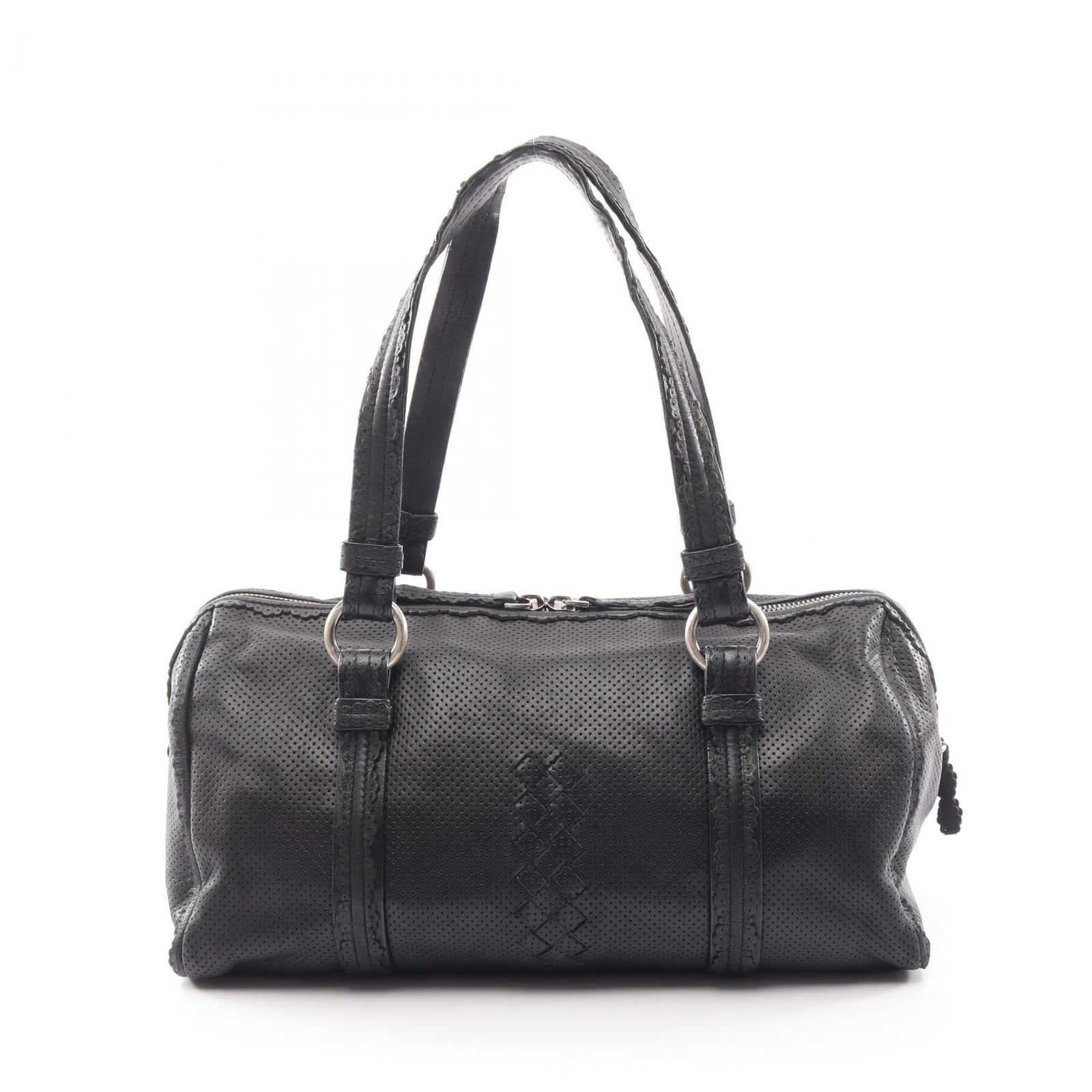 ボッテガヴェネタ BOTTEGA VENETA ハンドバッグ イントレチャート 137345 ブラック レザー ハンドバッグ レディース Used B
