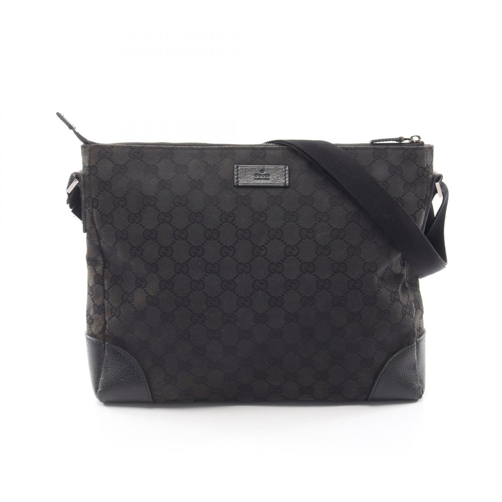 グッチ GUCCI ショルダーバッグ GGキャンバス 110054 ブラック キャンバス レザー ショルダーバッグ ユニセックス Used B