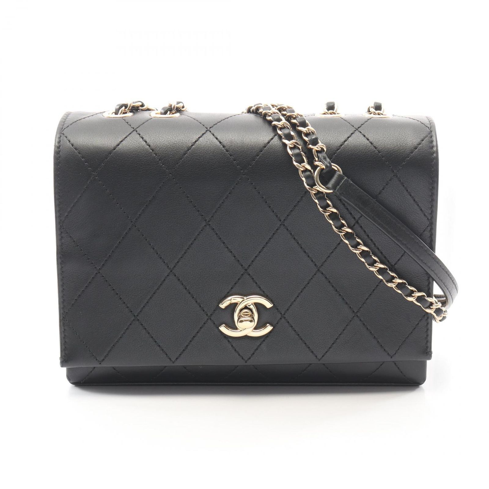 シャネル CHANEL ショルダーバッグ マトラッセ スモール ブラック ラムスキン（羊革） マトラッセ スモール チェーンショルダー レディース Used A