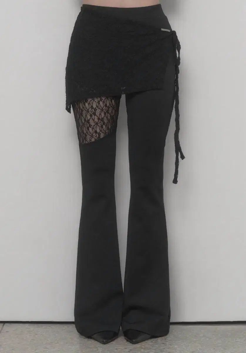 エトゥオソメ シースルー レース ラップ ブーツカット パンツ