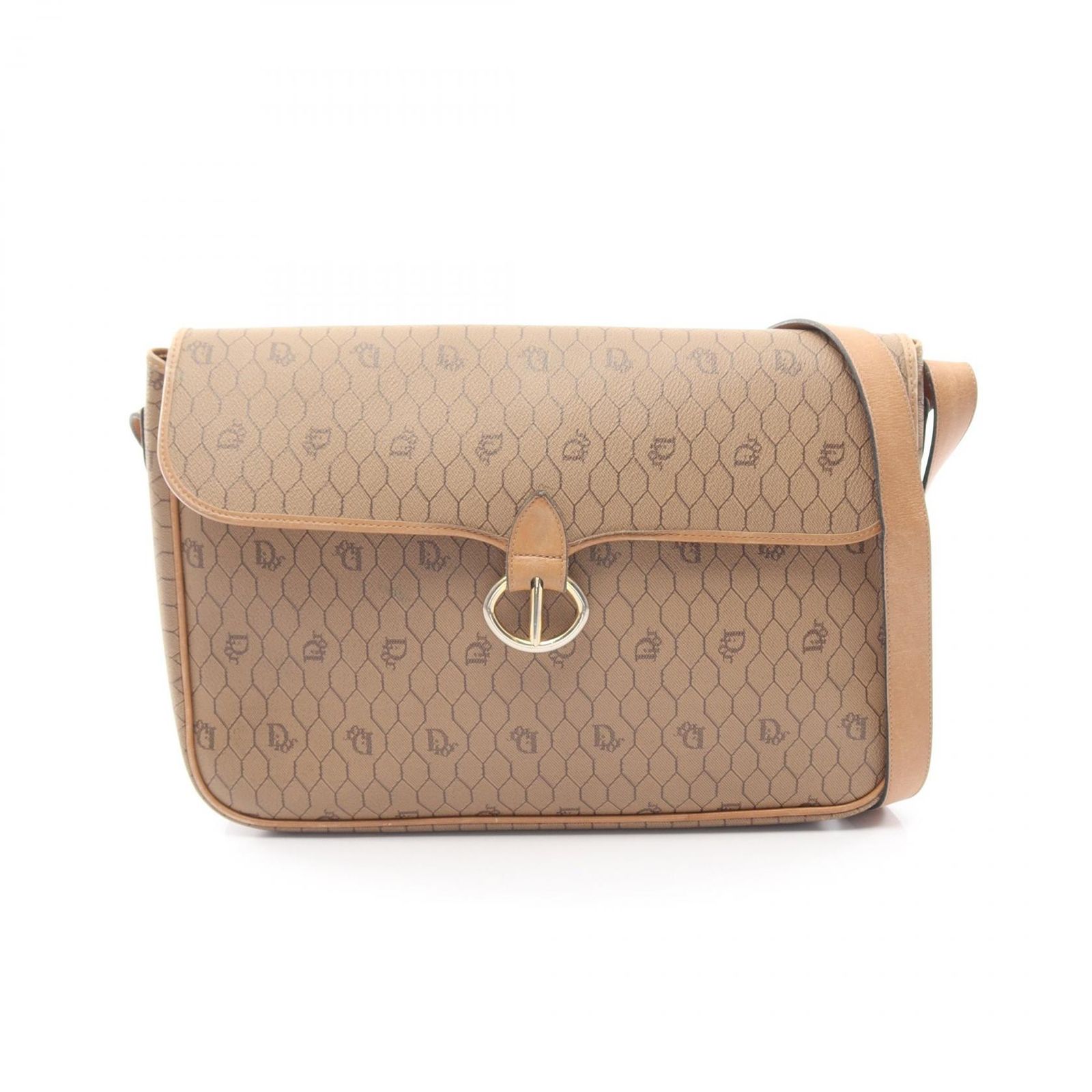 クリスチャンディオール Christian Dior ショルダーバッグ ハニカム柄 ブラウン PVCコーティングキャンバス レザー ハニカム柄 ショルダーバッグ レディース Used B