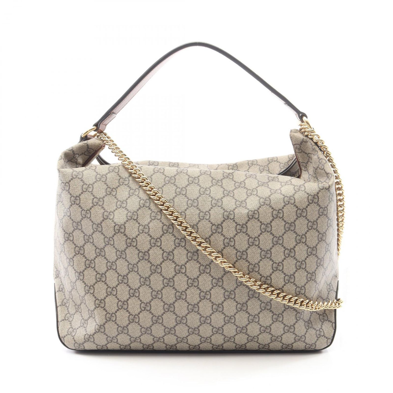 グッチ GUCCI ショルダーバッグ GGスプリーム ラージ ホーボーバッグ 2WAY 477324 ベージュ/ブラウン PVCコーティングキャンバス レザー GGスプリーム ホーボーバッグ