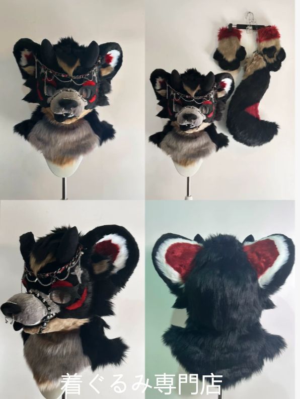 狼　犬　猫　着ぐるみ 　ヘッド ケモノ ファースーツ ぬいぐるみ コスプレ コスチューム Kurumi 一点物 D406
