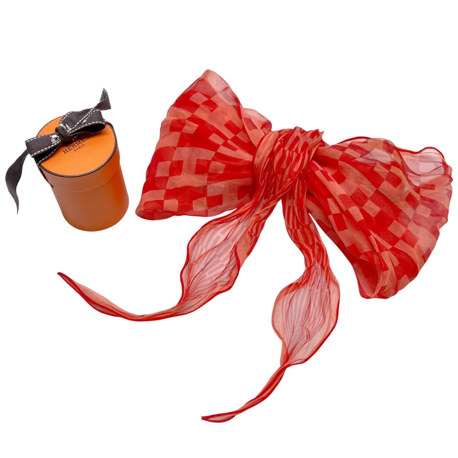 HERMES エルメス ロザンジュ モスリン Hロゴ レッド シルク スカーフ ストール バンダナ ひし形 ファッション アクセサリー レディース 女性 ブランド プレゼント