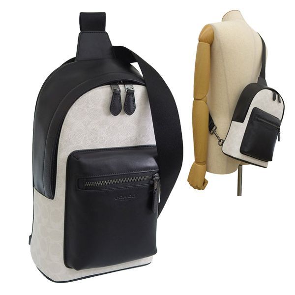 コーチ COACH ショルダーバッグ ボディバッグ アウトレット PVC レザー WEST PACK SIG CV924 QBMQV ホワイトブラック 25,752円