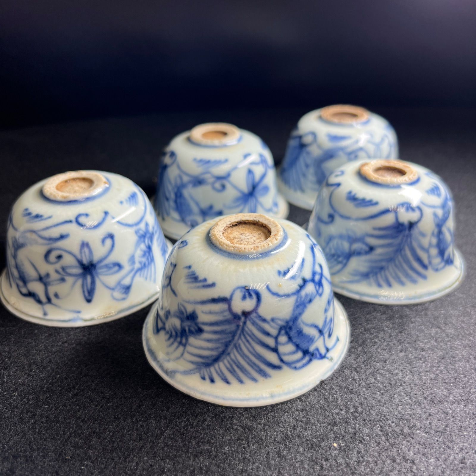 1*0様 古染付 煎茶碗 五客揃 共箱付 中国