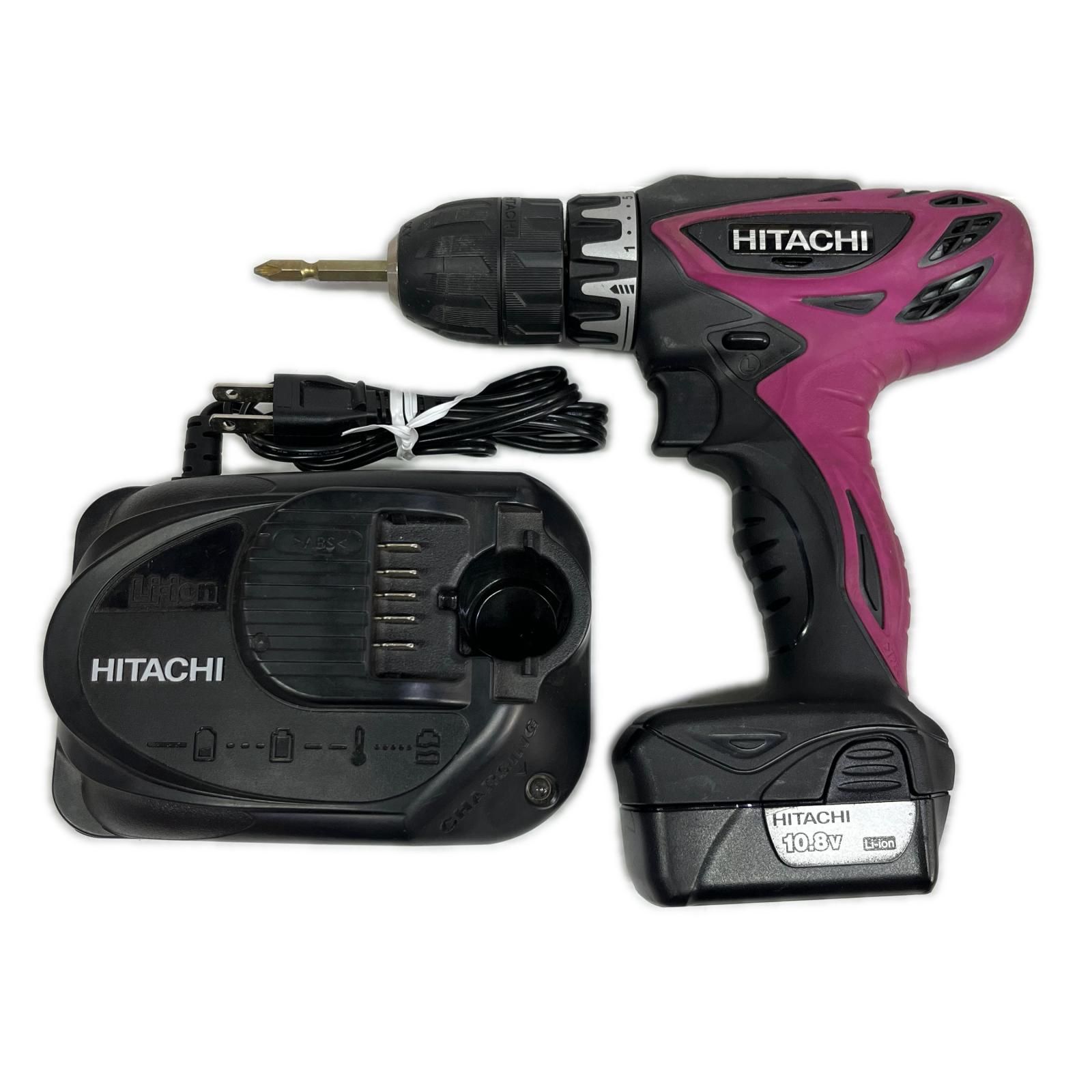 HITACHI 日立 ドライバドリル 充電器・充電池1個付 DS10DFL ショッキングピンク