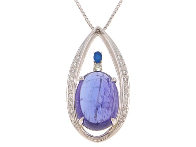 JEWELRY　ジュエリー　ネックレス　ペンダント　タンザナイト　ダイヤモンド　アウィナイト　オパール　PT プラチナ　12g　鑑別書　【200】 103,419円