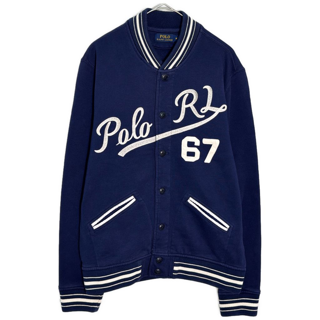 Polo by Ralph Lauren ポロ ラルフローレン スウェットスタジアムジャケット ネイビー(メンズ M)中古 古着 Y6606