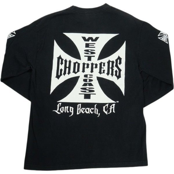 Size【L相当】 VINTAGE ヴィンテージ West Coast Choppers ウェストコーストチョッパーズ Iron Cross LS Tee ロンT 黒 【中古品-良い】 30013436