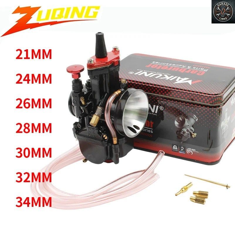 ピットバイク用フラットカーテンキャブレター 2ストローク ミクニ PWK 21 24 26 28 30 32 34mm レーシングキャブレター エンデューロ