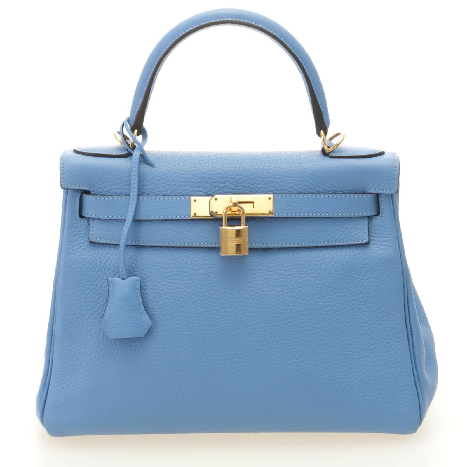 HERMES エルメス ケリー28 ブルーパラダイス/GP 内縫い ハンドバッグ トリヨンクレマンス ブルーパラダイス □R刻印 レディース【中古】433