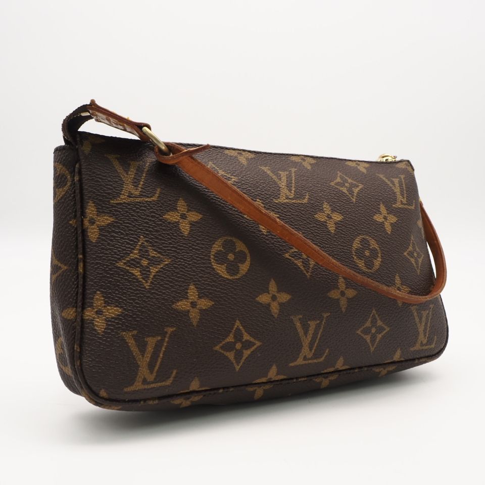 ★3日以内返品可★ LOUIS VUITTON ルイ・ヴィトン モノグラム ポシェットアクセソワール M51980 ハンドバッグ ブラウン ベージュ コーティングキャンバス ヌメ革 レディース