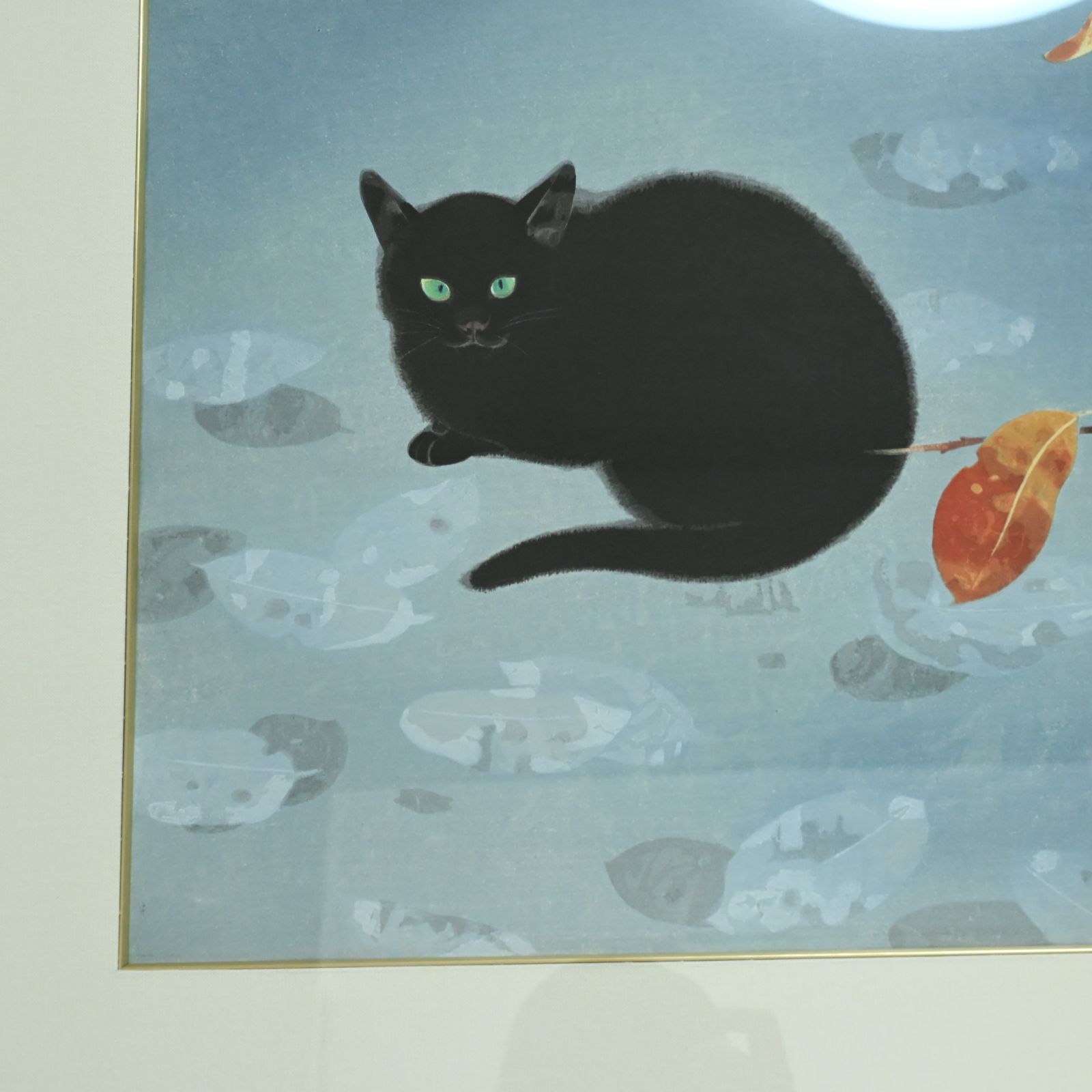 山口華楊「秋晴」手摺木版画 限定300部 第265番 モモセ版画美術 黒猫