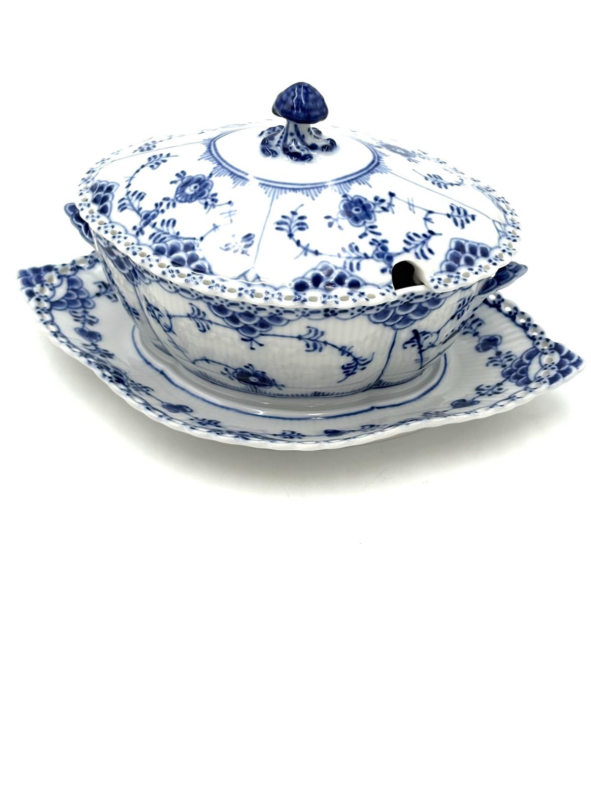 【希少】未使用保管品　ロイヤルコペンハーゲン　RoyalCopenhagen　ブルーフルーテッド　フルレース　ソースボート