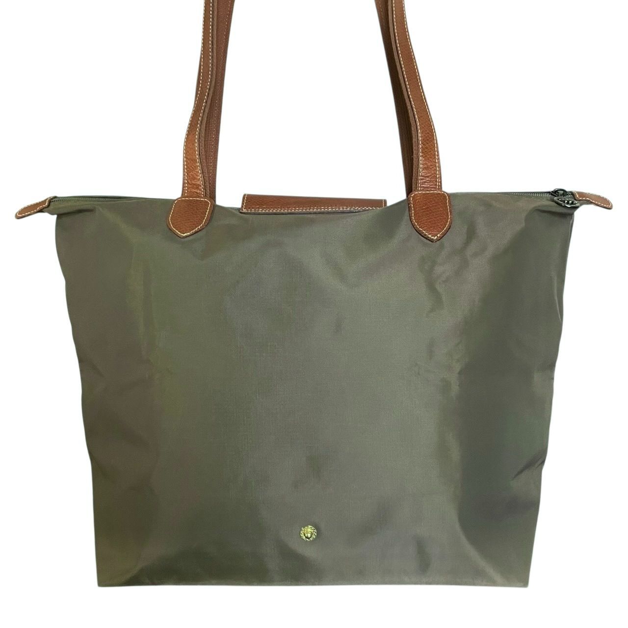 ロンシャン　トートバッグ ブラウン レザー ナイロン　カーキ色 MY0963】Longchamp ロンシャン トートバッグ 肩掛け プリアージュ