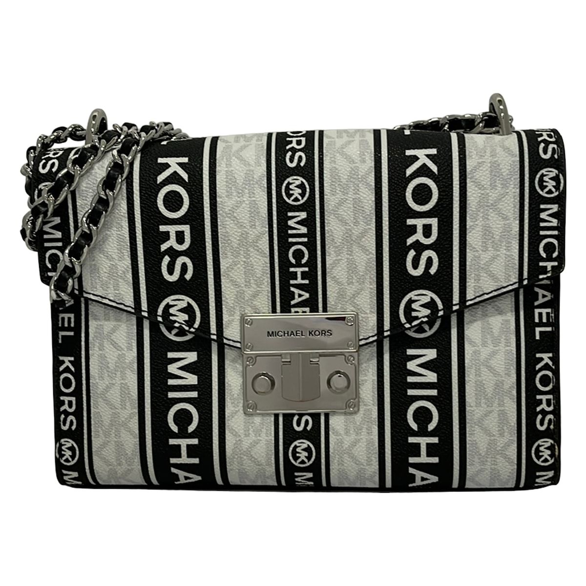 MICHAEL KORS(マイケルコース) ショルダーバッグ - 白×黒×ライトグレー チェーンショルダー 6,399円