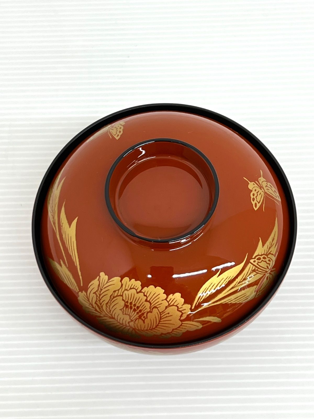 朱塗 金彩牡丹 汁椀 5客セット 蓋付き 直径11cm お椀 吸物椀 - メルカリ