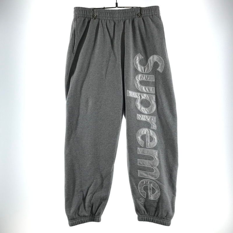 【中古品】 SUPREME シュプリーム SATIN APPLIQUE SWEATPANT サテン アップリケ スェットパンツ カラーGRAY SIZE:L 【149-260727-ky-15-fuzh】
