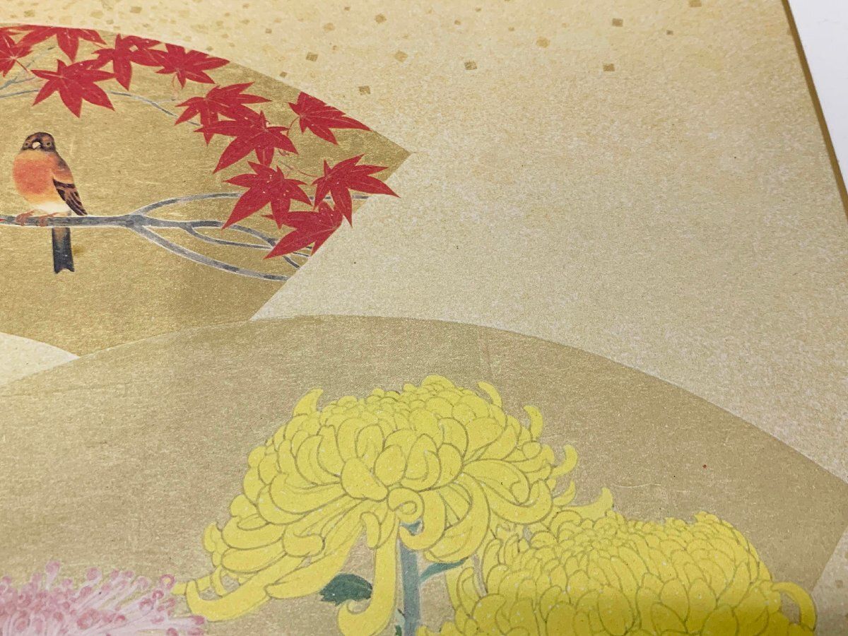 □丸山石根作 四季扇面花鳥図 色紙 季節 絵画 壁飾り ウォール