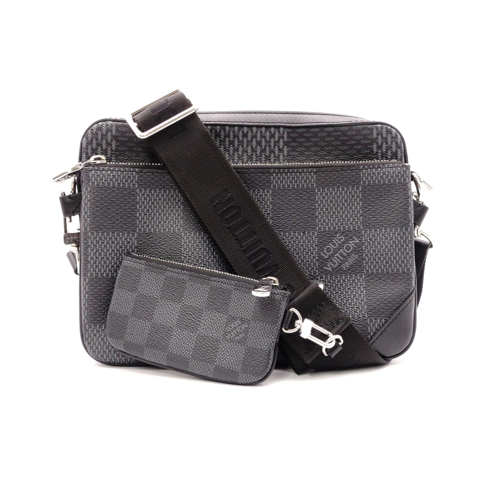 LOUIS VUITTON ルイヴィトン トリオ メッセンジャー 3D キャンバス ダミエ グラフィット ハンドバッグ レザー グレー系 メンズ 144,595円