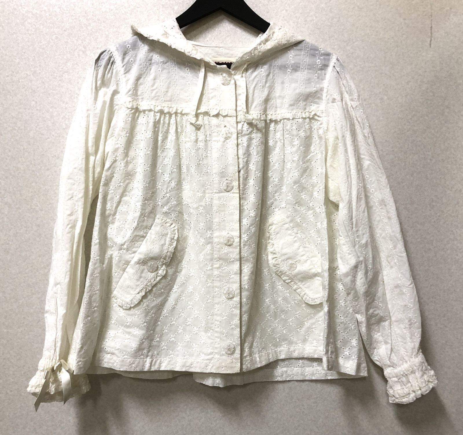 D955 PINKHOUSE ピンクハウス レース フリル オーバー ブラウス タグ付き 266802572