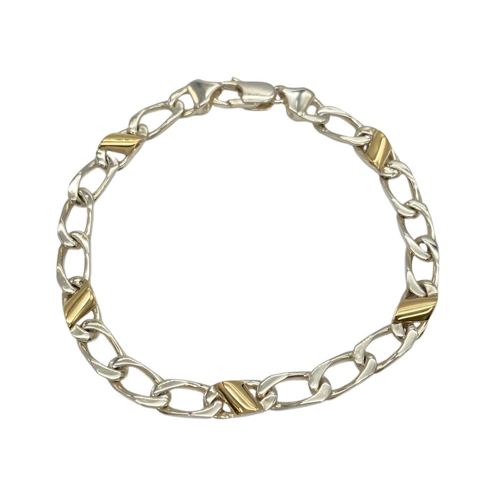 ティファニー Tiffany&Co. フィガロ チェーン ブレスレット SV925 10.6g K18YG シルバー コンビ イエローゴールド【中古】