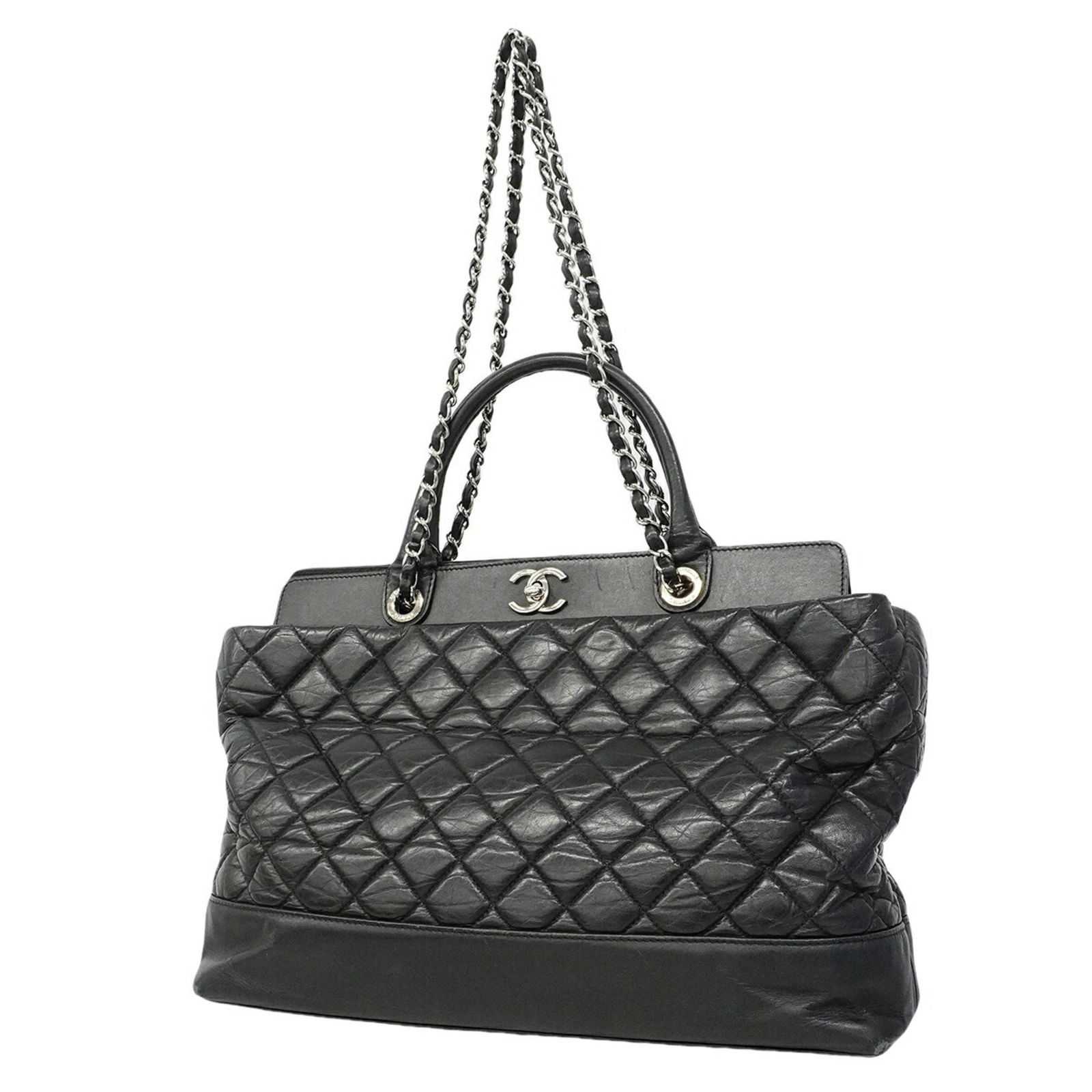 シャネル(Chanel) シャネル ハンドバッグ マトラッセ チェーンショルダー ポートベロー レザー ブラック 2wayバッグレディース