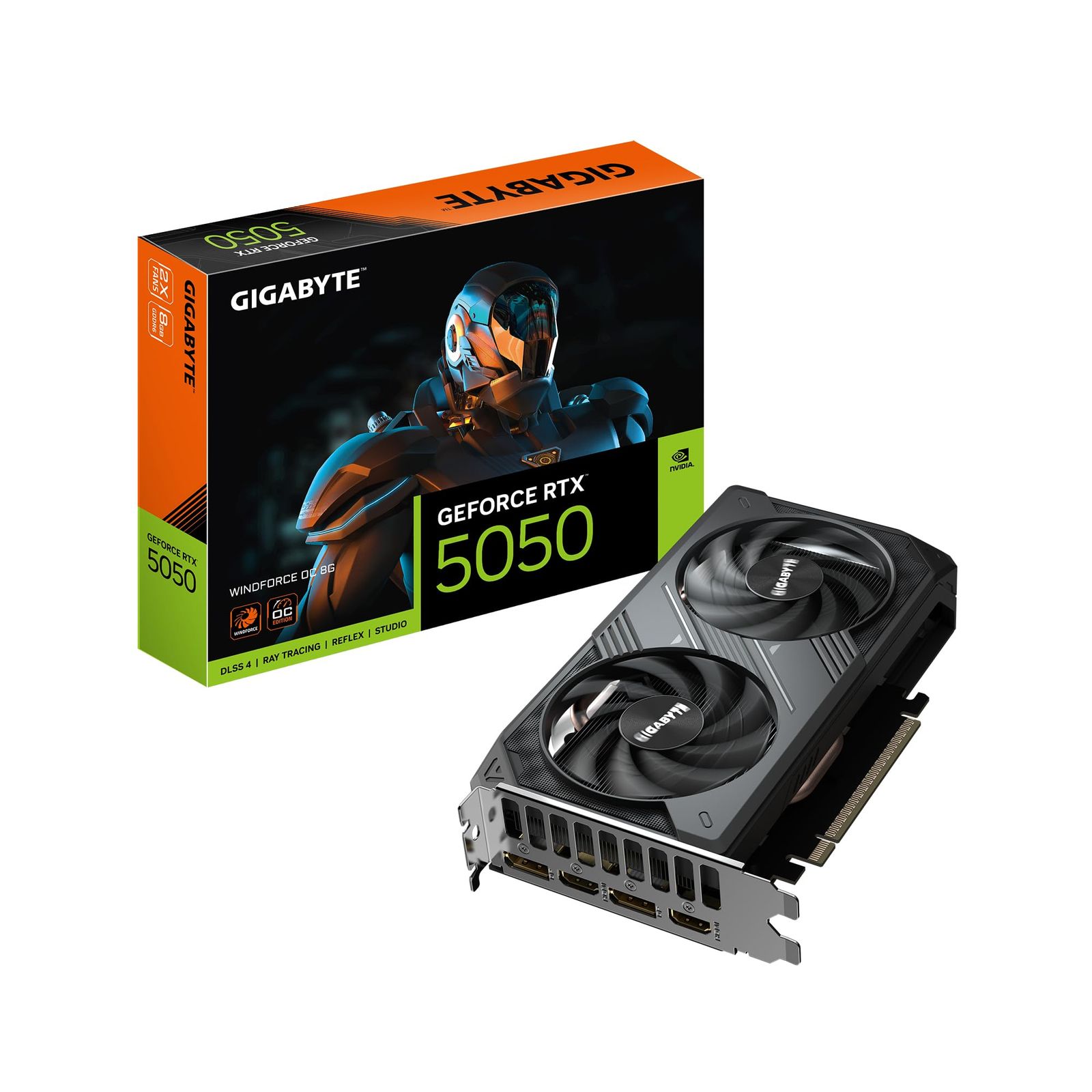 Gigabyte GeForce RTX 5050 WINDFORCE OC 8G グラフィックスカード - 8GB GDDR6、128ビット、PCI-E 5.0、2587MHzコアクロック、2 x DP、2 x HDMI、NVIDIA DLSS 4、GV-