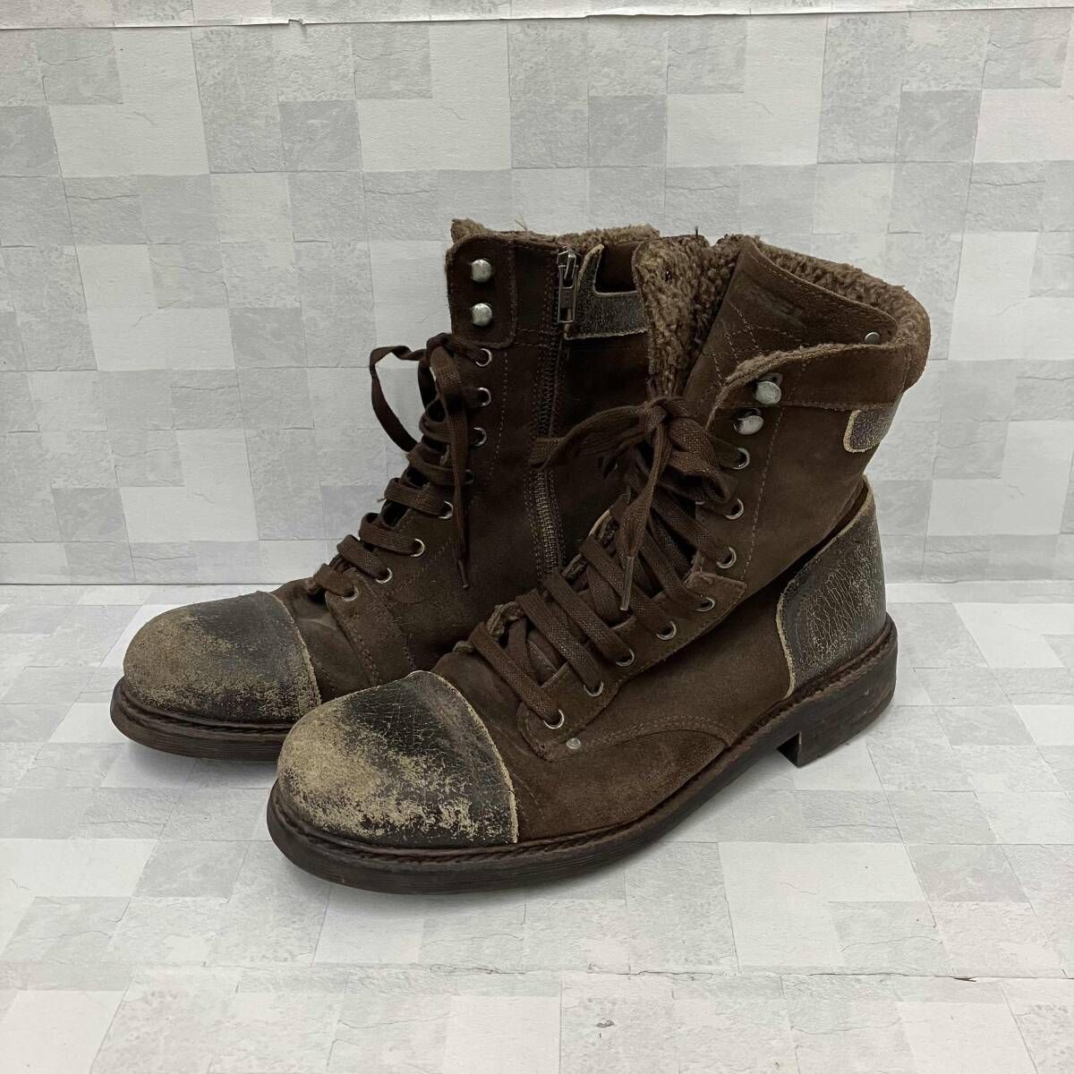 DIESEL ディ-ゼル ブーツ 中ボア エンジニアブ-ツ 28cm ブラウン