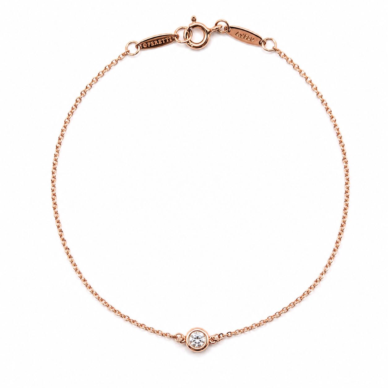 TIFFANY&Co. ティファニー K18 PG ピンクゴールド ダイヤモンド ブレスレット 一粒ダイヤ 18cm バイザヤード 18金 Au750 ローズゴールド エルサ・ペレッティ 箱付き 人気 定番 アクセサリー ジュエリー レデイース【送料無料】 43,680円