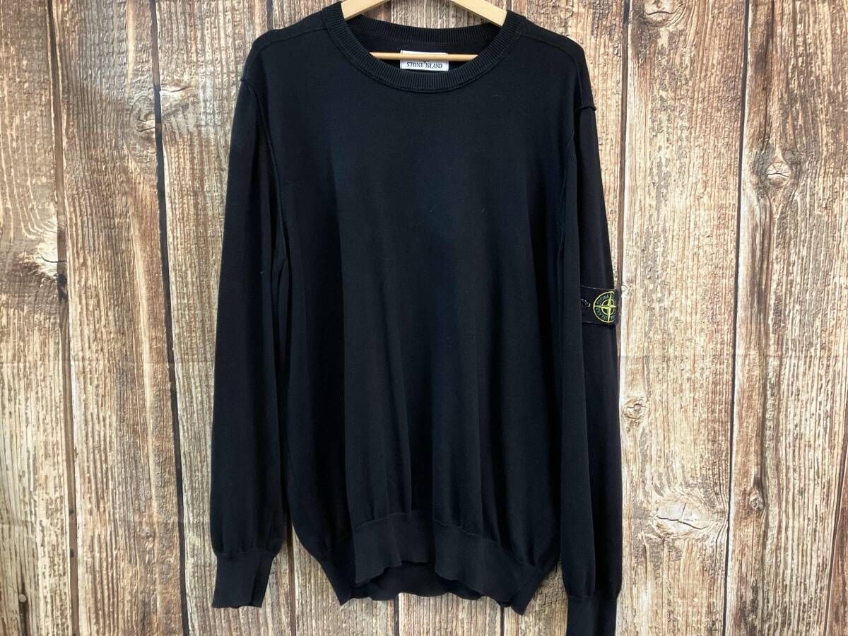 STONE ISLAND ストーンアイランド ニット 8015540B2 メ長袖 ロンT クルーネック トレーナー ブラック 修繕跡あり XXL 16,931円