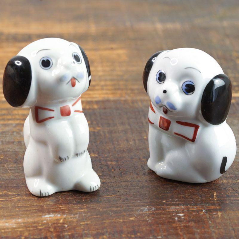 ベルギー蚤の市 ヴィンテージ 陶器の犬 ペア フィギュリン 1950年代　gt-1175