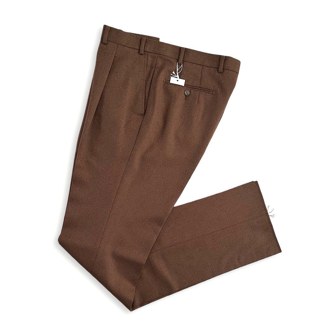 新品 D'URBAN ダーバン ウール100% ワンタック スラックス W91 2XL 定価30,800円 ブラウン 秋冬 メンズ 裾未処理 ビジネス 通勤 ビジカジ ジャケットコーデ メランジ 日本製 9,363円