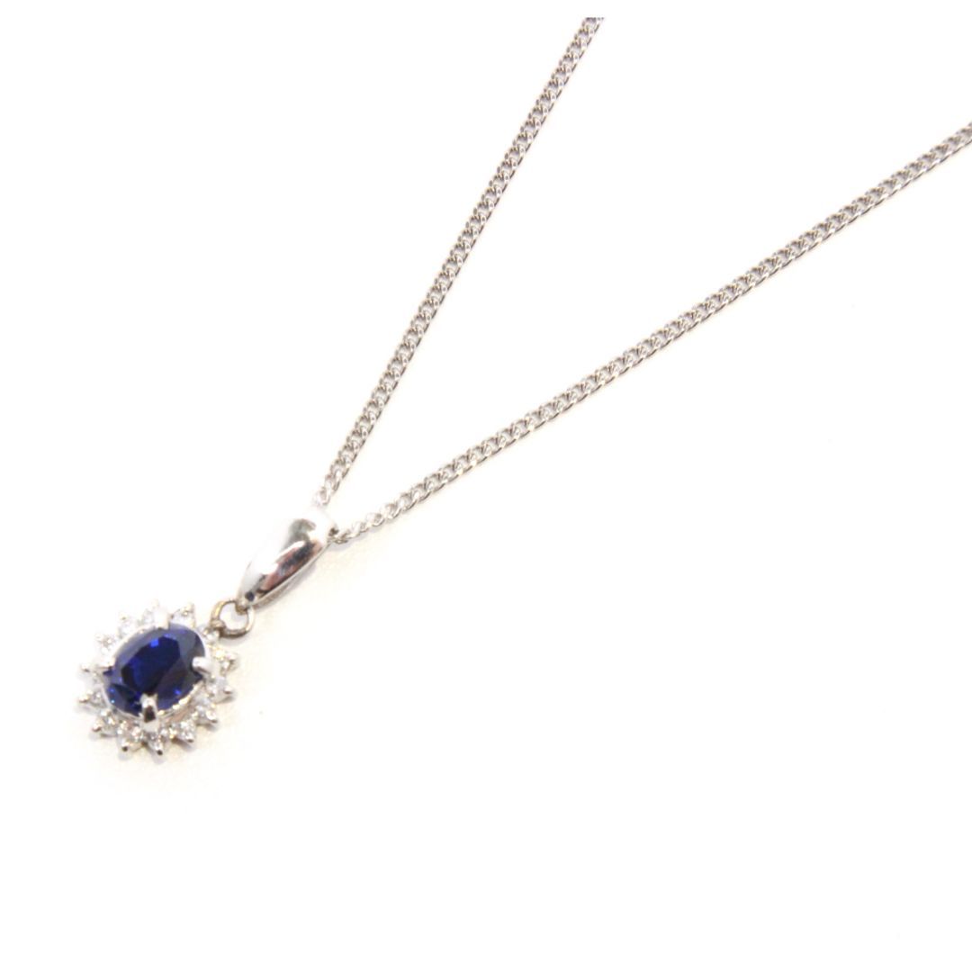 ★【Pt850/Pt900】サファイア/ダイヤモンドネックレス　ネックレス　40cm　ダイヤモンド　プラチナ　ブルーサファイア　宝石　ジュエリー　アクセサリー　レディース　誕生石　ファッション　高級　プレゼント