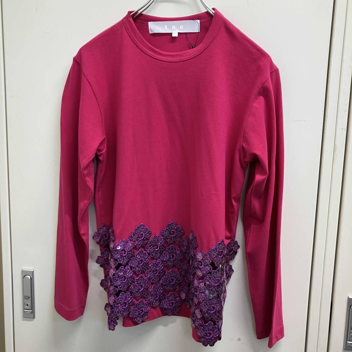 25aw tao COMME des GARCONS LADY’S スパンコールフラワーLSカットソー サイズ:S ピンク トリコ コム デ ギャルソン 16,215円