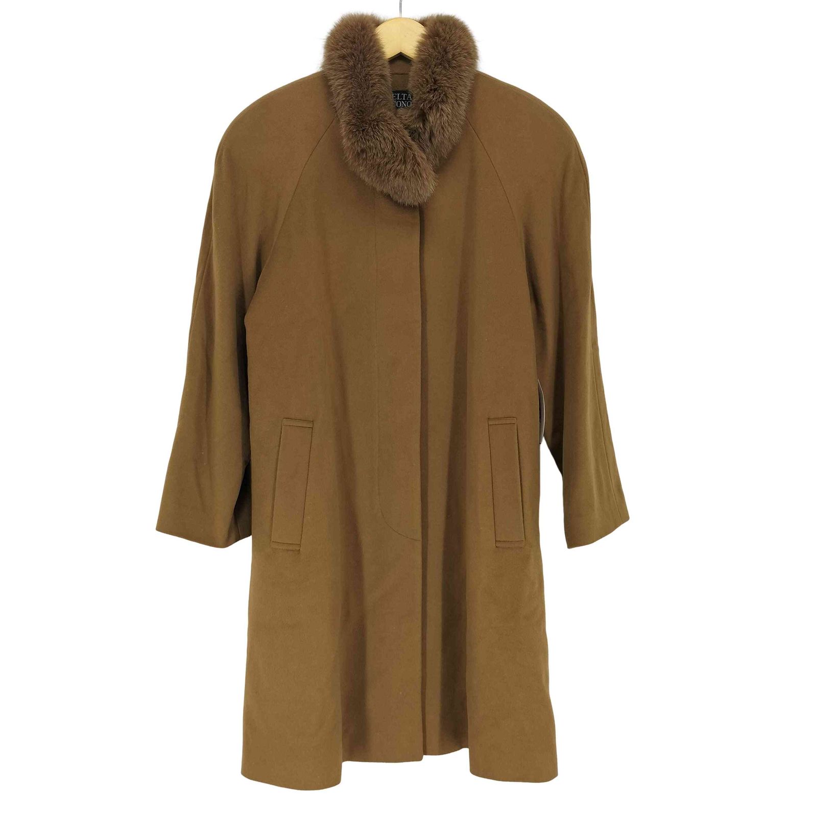 ユーズドフルギ USED古着 BELTA BUONO cashmere fur カシミヤ100% ファー付き 比翼ロングコート レディース JPN:9号