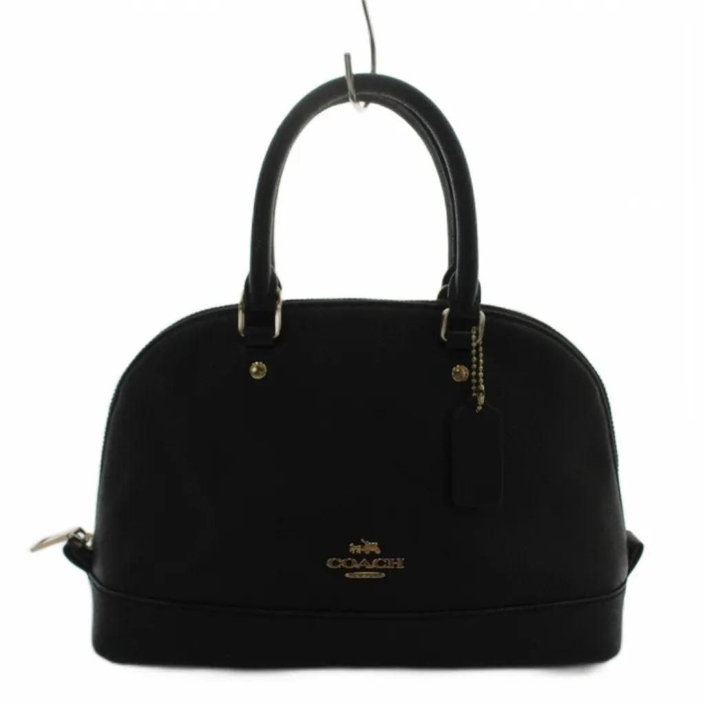 訳あり COACH コーチ ミニボストン ハンドバッグ レザー ブラック 黒 