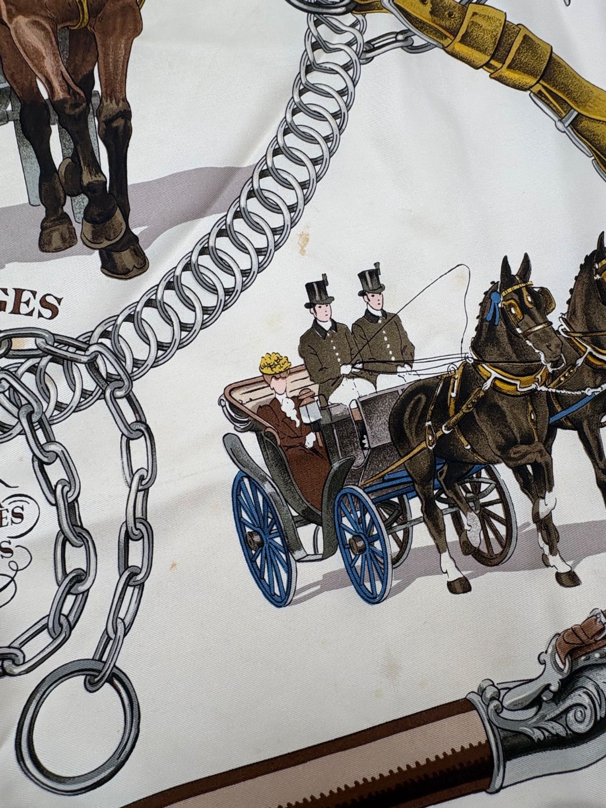 HERMÈS 馬車と自転車のスカーフ90大判 HERMES エルメス EQUIPAGES 馬車 カレ90 大判 スカーフ - メルカリ