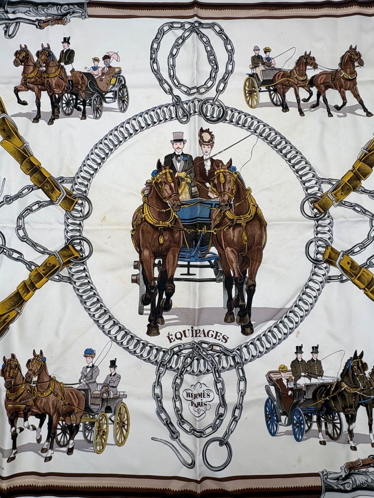 HERMES エルメス EQUIPAGES 馬車 カレ90 大判 スカーフ - メルカリ