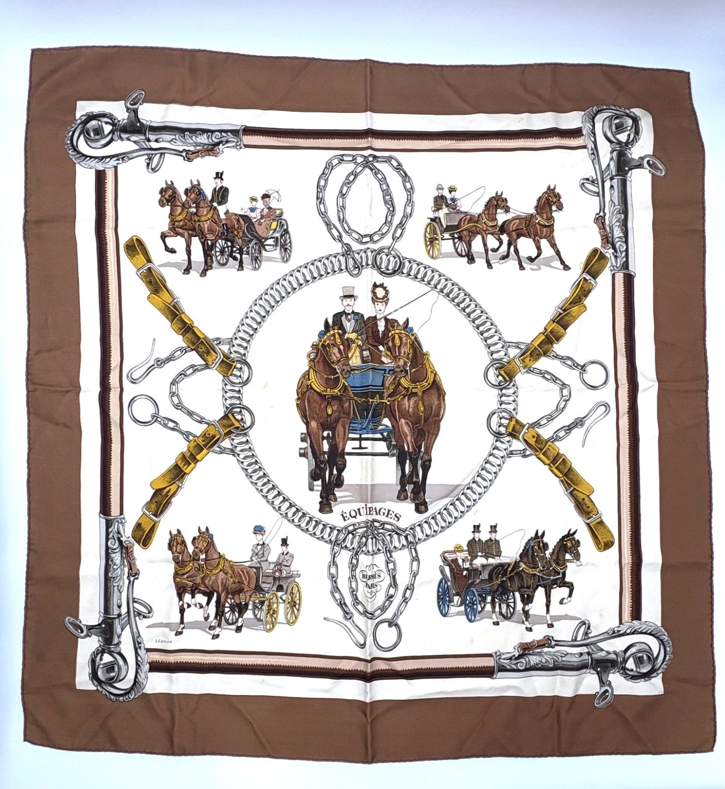HERMES エルメス EQUIPAGES 馬車 カレ90 大判 スカーフ - メルカリ