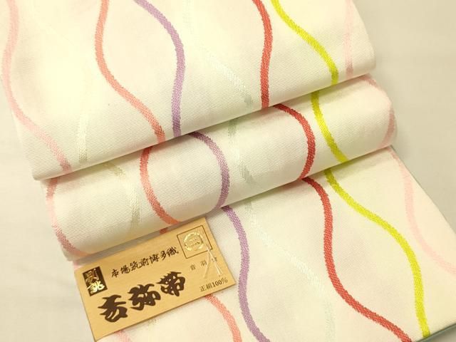 平和屋着物●本場筑前博多織　半幅帯　西村織物謹製　立涌文　証紙付き　正絹　逸品　未使用　CABK6058ak 25,350円