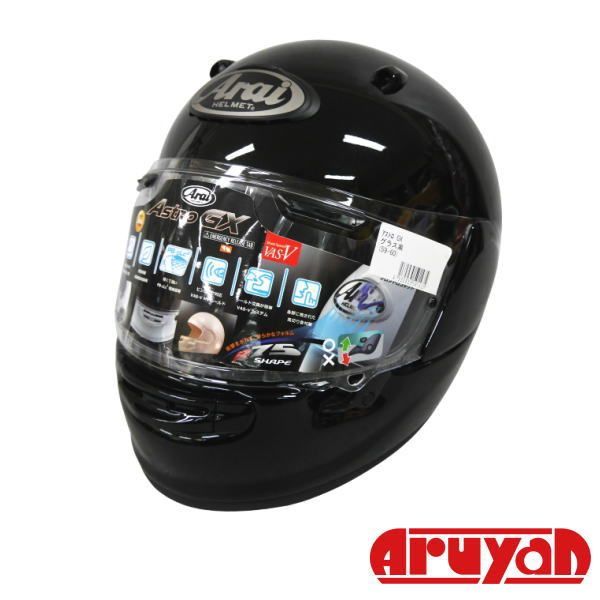 (展示) (未使用品)ARAI バイクヘルメットASTRO GX GLASS BLACK 59-60cm L アストロGX グラスブラック 251000000272