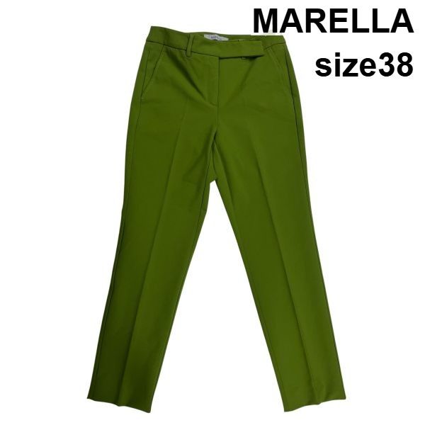 ◆ マレーラ MARELLA パンツ センタープレス ストレッチ スリムテーパード アンクル丈 グリーン 38 M 9号 レディース S6I261 7,013円