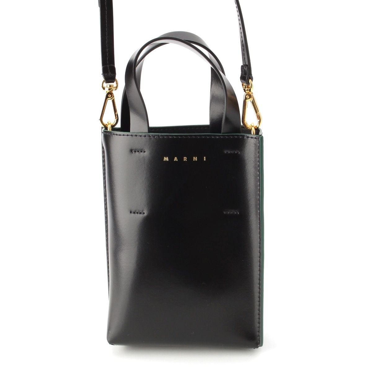 マルニ ミュゼオ レザー 2WAY ショルダーバッグ ブラック【中古】