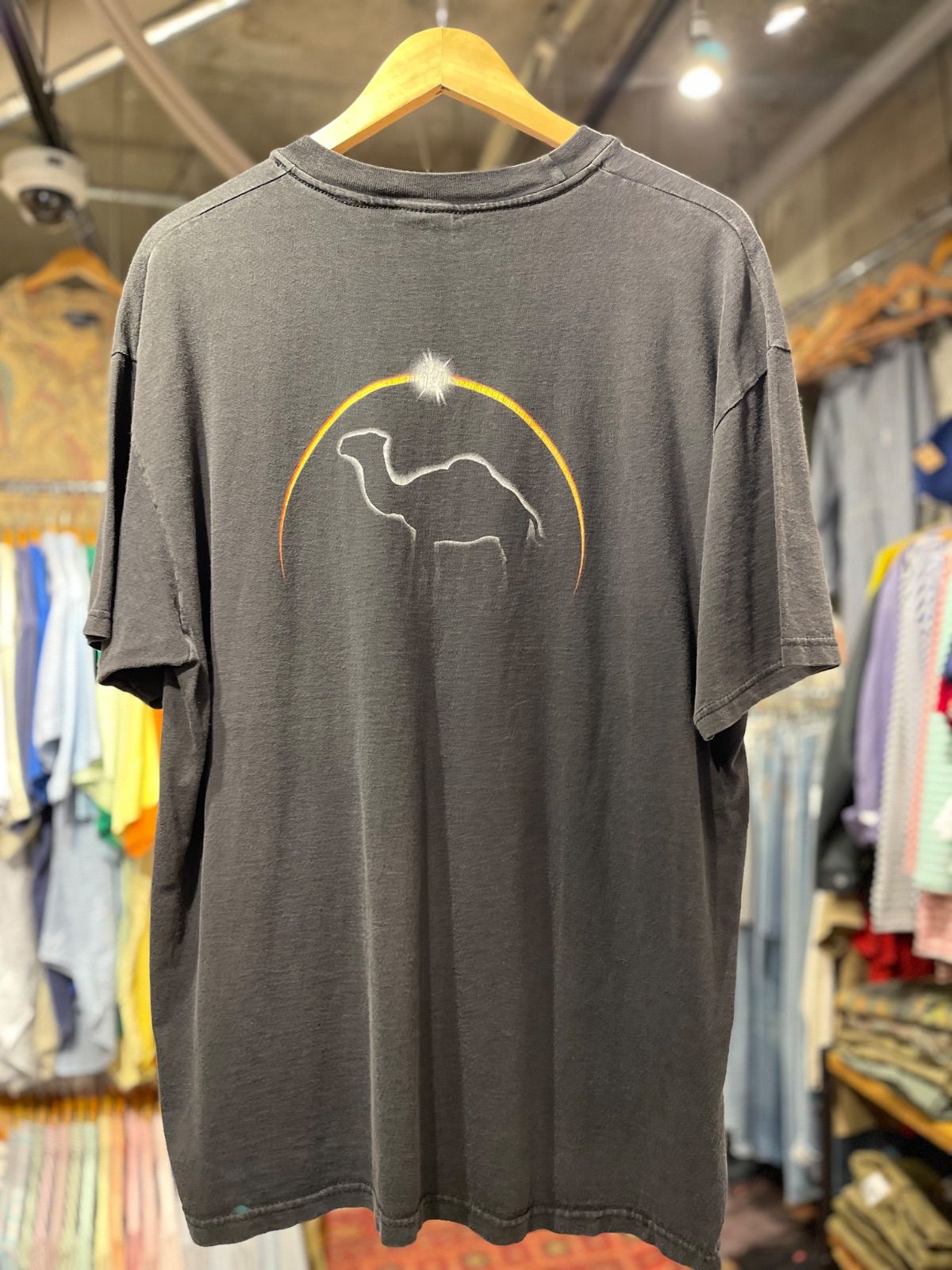 【 90s CAMEL / Eclipse Pattern 】90年代　キャメル　エクリプス　バッドマン　ポケットTシャツ　ブラック　XL