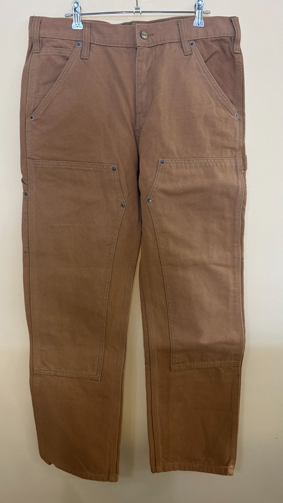 人気！【Carhartt】カーハート　ダブルニー　ブラウン　W34 L30　USED